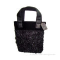 Promotional Tote Bag, Black Satin and Sequin, Fashionable for Lady